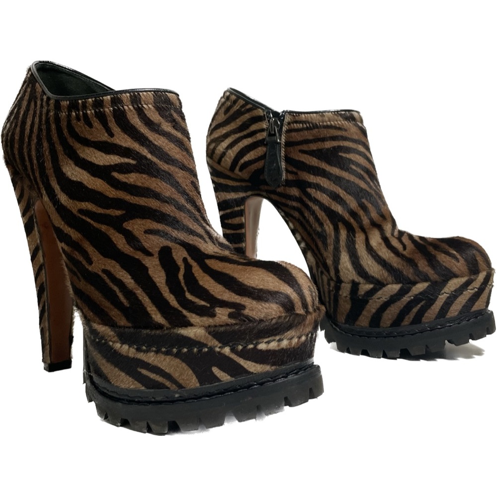 Alaïa Ponyhair Zebra Platform Booties